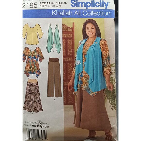 Khaliah Ali Collection Simplicity 2195 Sewing Pattern Misses Top Pants Skirt - Picture 1 of 2